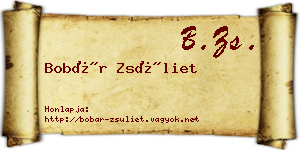 Bobár Zsüliet névjegykártya